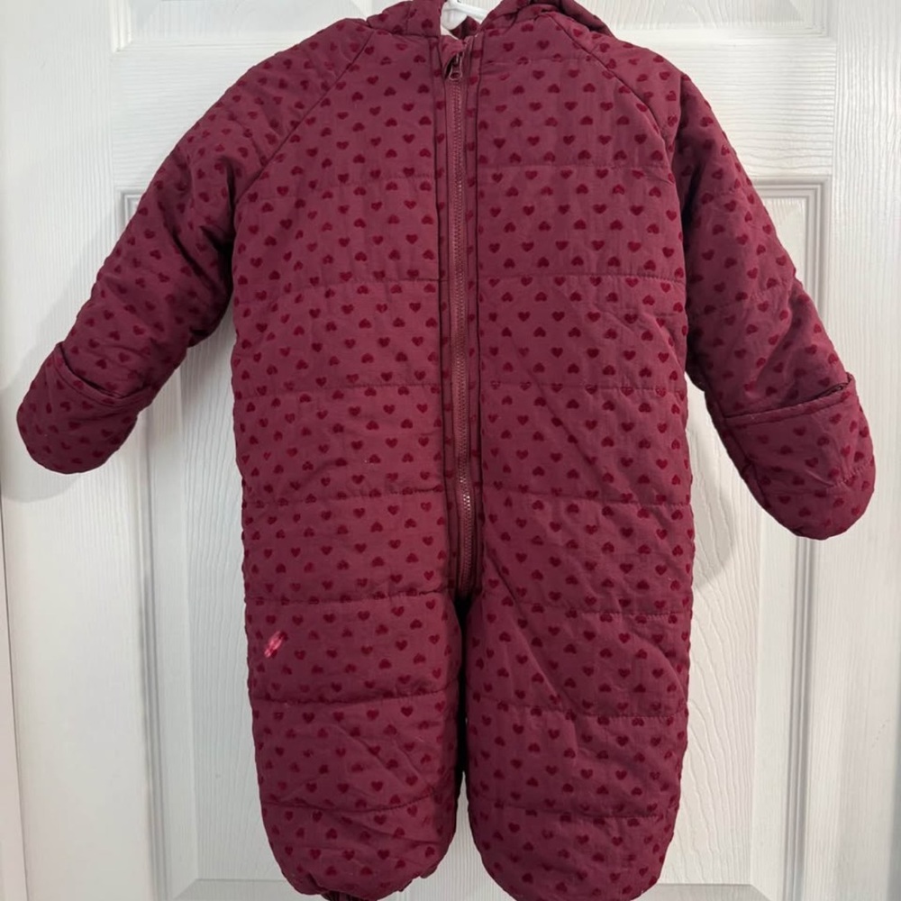 First Impressions Burgundy Baby Snowsuit